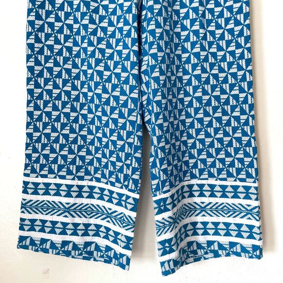 SOFT SURROUNDINGS NWT Narah Palazzo Knit Wide Leg Pants in Blue White Size L - Picture 5 of 12